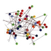 multicoloured pins on a white background