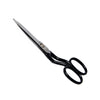 A pair of ELK brand carpet weaver's scissors with cranked handles and straight polished steel blades.